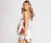 Robe patineuse en mousseline à motifs floraux de contes de fées